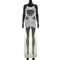 Summer Women Mesh Lace Lace Spaghetti Strap Dress See through Sexy Nightdress Vacation Maxi Dress Bella Mia