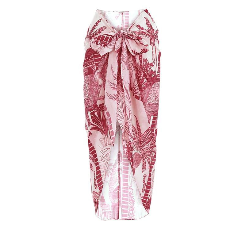Slant Shoulder Slimming Printed Belt One Piece Swimsuit Women Clothing Bella Mia