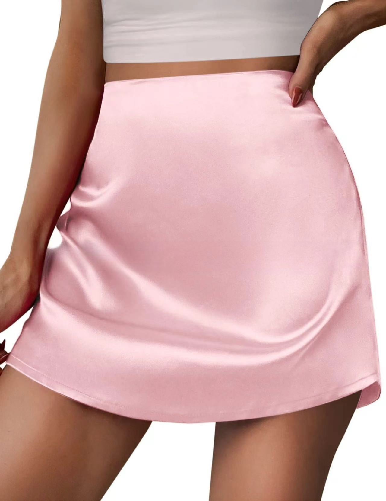 Satin Skirt Women Mini A Line Skirt Pleated Skirt High Waist Satin Skirt Bella Mia