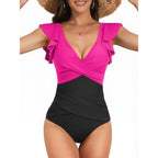 Solid Color Swimsuit Women Sexy Bikini Siamese Triangle Flounced Swimsuit Bella Mia