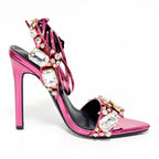 11cm Pointed Gold Rivet Rhinestone Stiletto Heels Summer Sandals Shoes Bella Mia