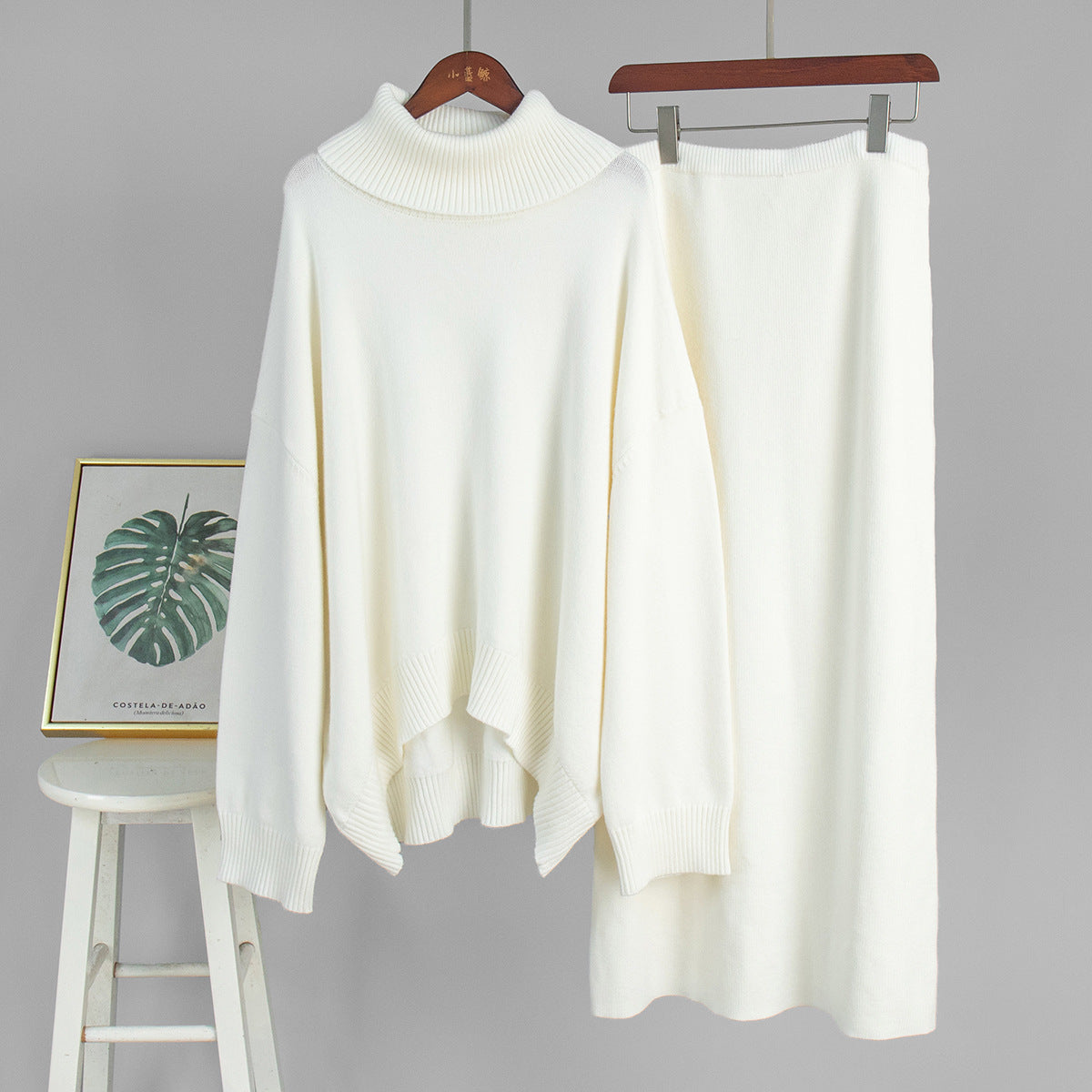 Turtleneck Sweater Skirt Set Women Autumn Winter Loose Knitted Two Piece Sweater Set Women Bella Mia