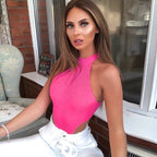 Summer Women Clothing Slim Vest Top Sexy Halter Sleeveless High Slit Bodysuit Bella Mia