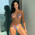 Split Swimsuit Smocking Printed Lace Up Sexy Bikini Swimsuit Bikini Bella Mia