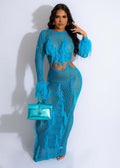 Women Clothing Handmade Tassel Knit Casual Hollow Out Cutout Out Sequin Beach Dress Long Skirt Bella Mia