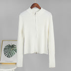 Stand up Collar Slim Fit Long Sleeved Coat Autumn Winter Double Zipper Cardigan Thermal Knitting Coat for Women Bella Mia