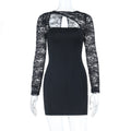 Lace Stitching Long Sleeve Slim Fit Sheath Dress Women Arrival Sexy Dress Bella Mia