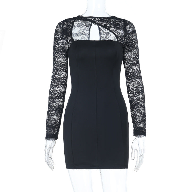 Lace Stitching Long Sleeve Slim Fit Sheath Dress Women Arrival Sexy Dress Bella Mia