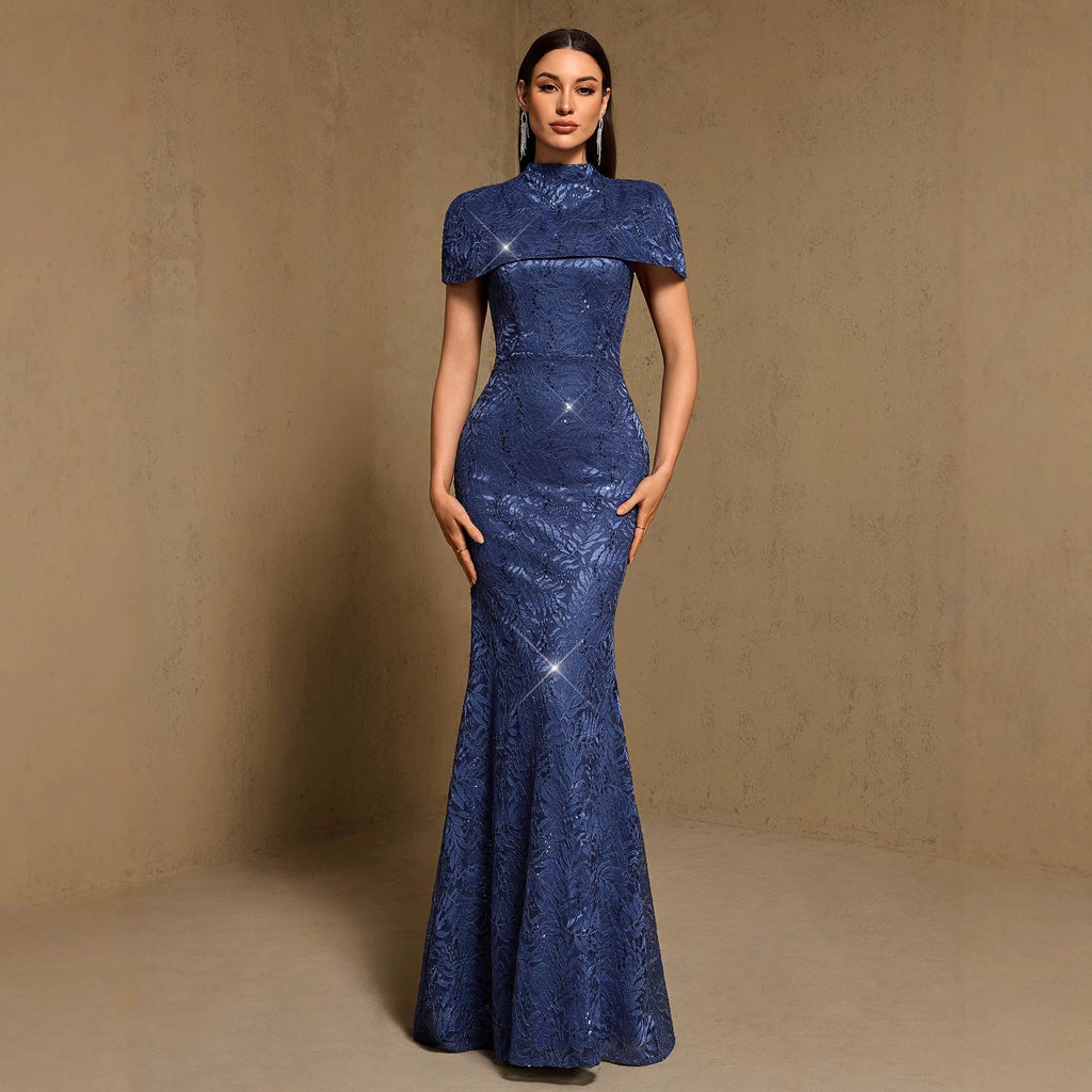 Spring Summer Elegant Pattern Two Piece Set (Including Shawl) Suspender Fishtail Party Maxi Dress