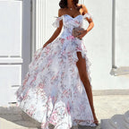 Summer Sexy off Shoulder Sleeveless Split Waist Controlled Dress Bella Mia
