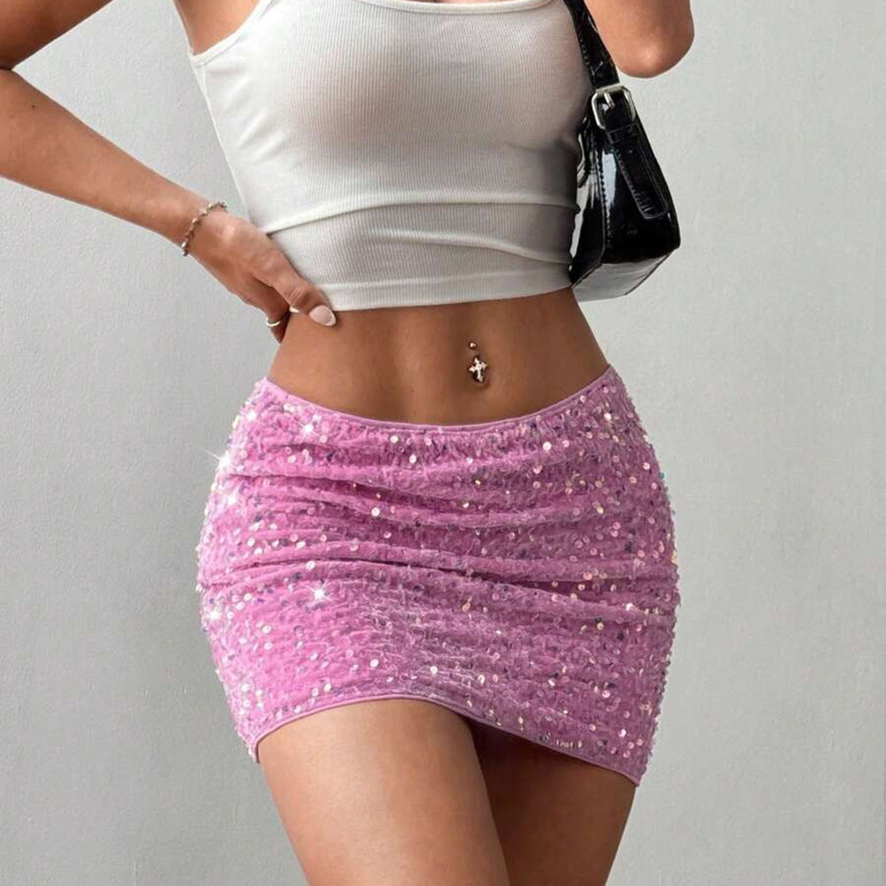 Sequin Flannel Skirt Sexy Hip Skirt for Women Bella Mia