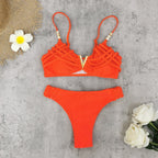 Solid Color Backless Sexy Split Swimsuit Women Bikini Woven Bella Mia