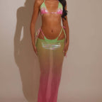 Sexy Three Piece Set Swimsuit Gradient Color Mesh Backless T Back Women Bella Mia