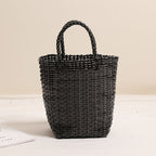 Gold Silver Color Portable Vegetable Basket Bag Solid Color Large Capacity Hand Carrying Woven Bag Seaside Vacation Beach Bag Bella Mia