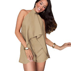 Women Clothing Cold Shoulder Sleeveless Halter Backless Jumpsuit Casual Women Pants Bella Mia