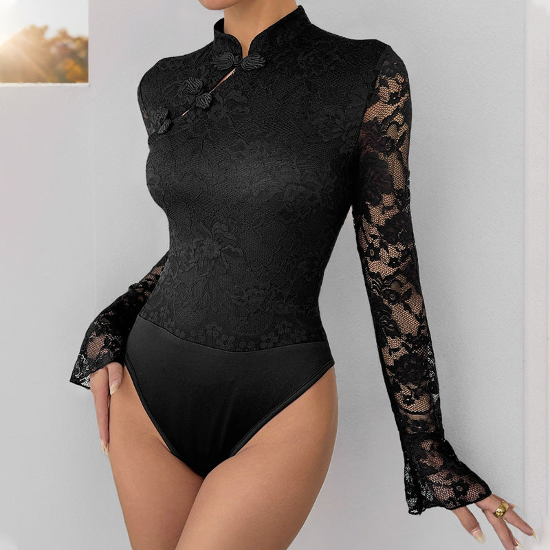 Fall Women Clothing Cheongsam Elements Black Chinese Jumpsuit Bella Mia
