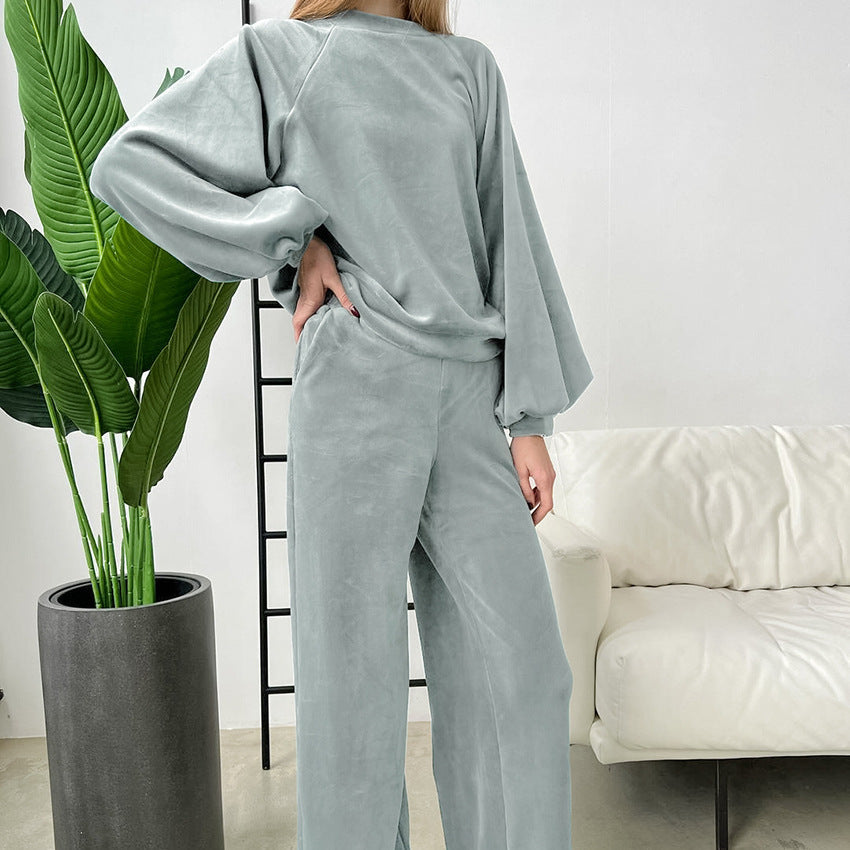 Autumn Winter Long Sleeved Trousers Comfortable Pajamas Women Warm Loose Outerwear Homewear Bella Mia