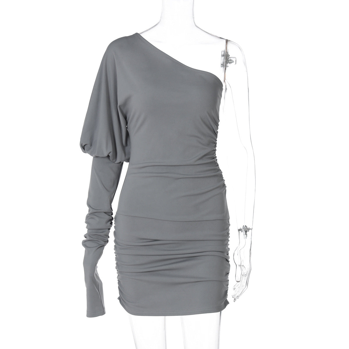 Women Clothing Winter Personality Slim Fit Diagonal Collar Shoulder Bag Hip Dress Bella Mia