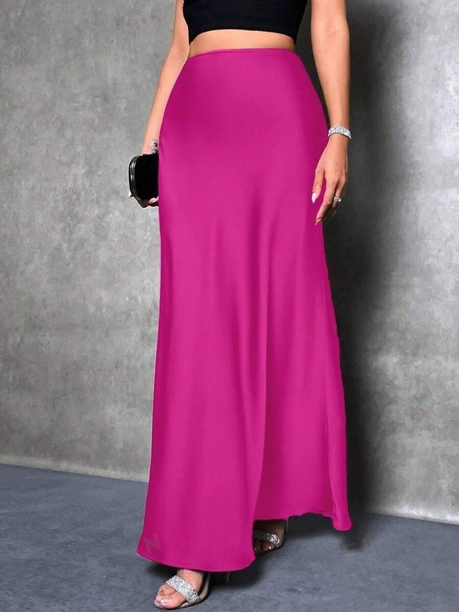Satin Skirt Autumn Winter Simple A line Long Skirt Women Clothing Bella Mia