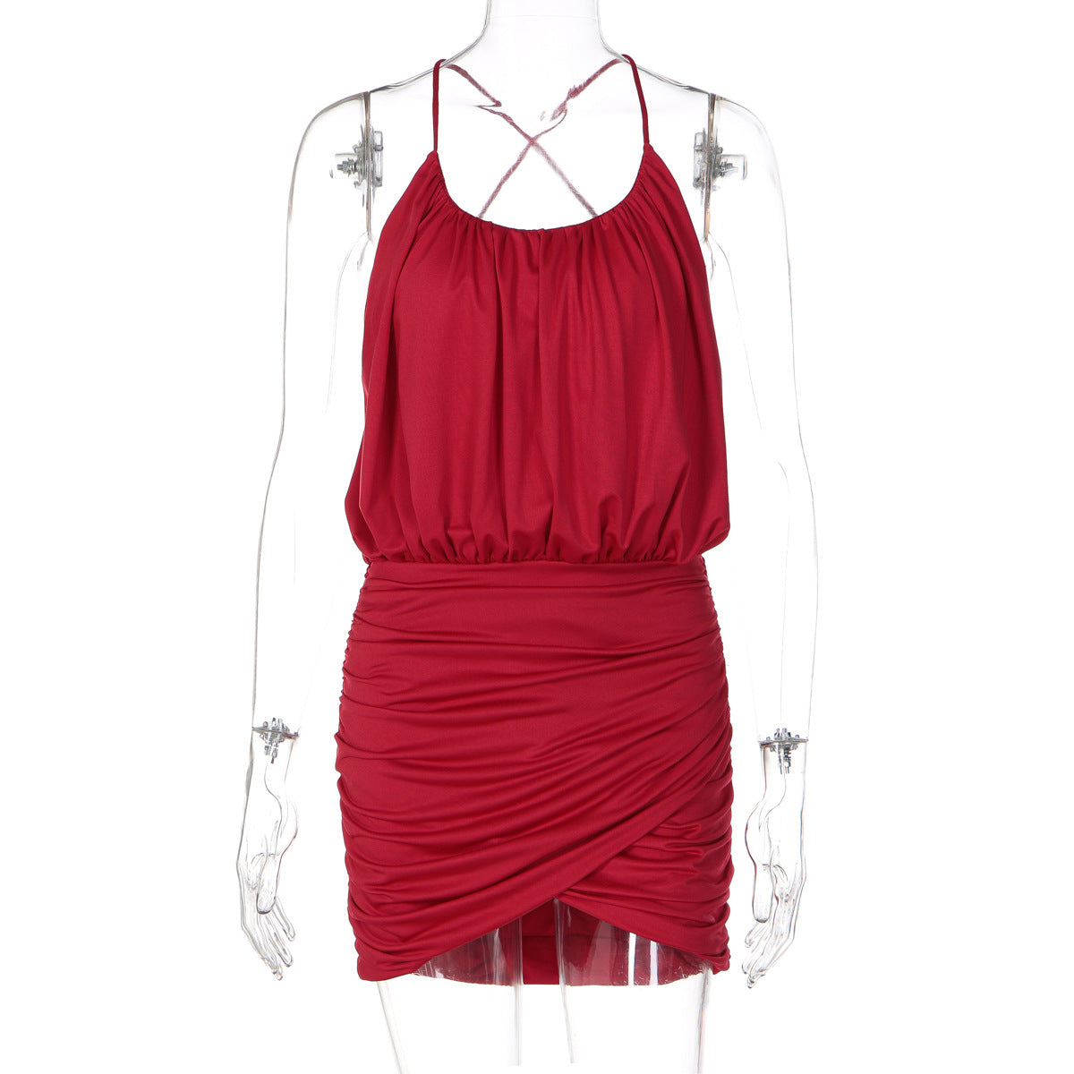 Summer Women Clothing Sexy Sexy Elegant Halter Backless Ruffle Hip Dress