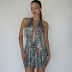 Summer Women Clothing Fashionable Elegant Sexy Halter Lace up Backless Slim Fit Printing Dress Bella Mia