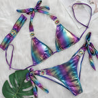 Sexy Bikini Crystal Diamond Three Piece Split Swimsuit Beach Shiny Women Swimsuit Bella Mia