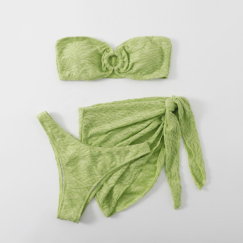 Sexy Lace up Swimsuit Three Piece Wind Beach Seaside Vacation Bikini Swimming Suit Bella Mia