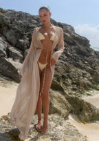 Arrival Solid Color Chiffon Sexy Long Sleeved Beach Dress Bright One Piece Maxi Dress Three Colors Bella Mia