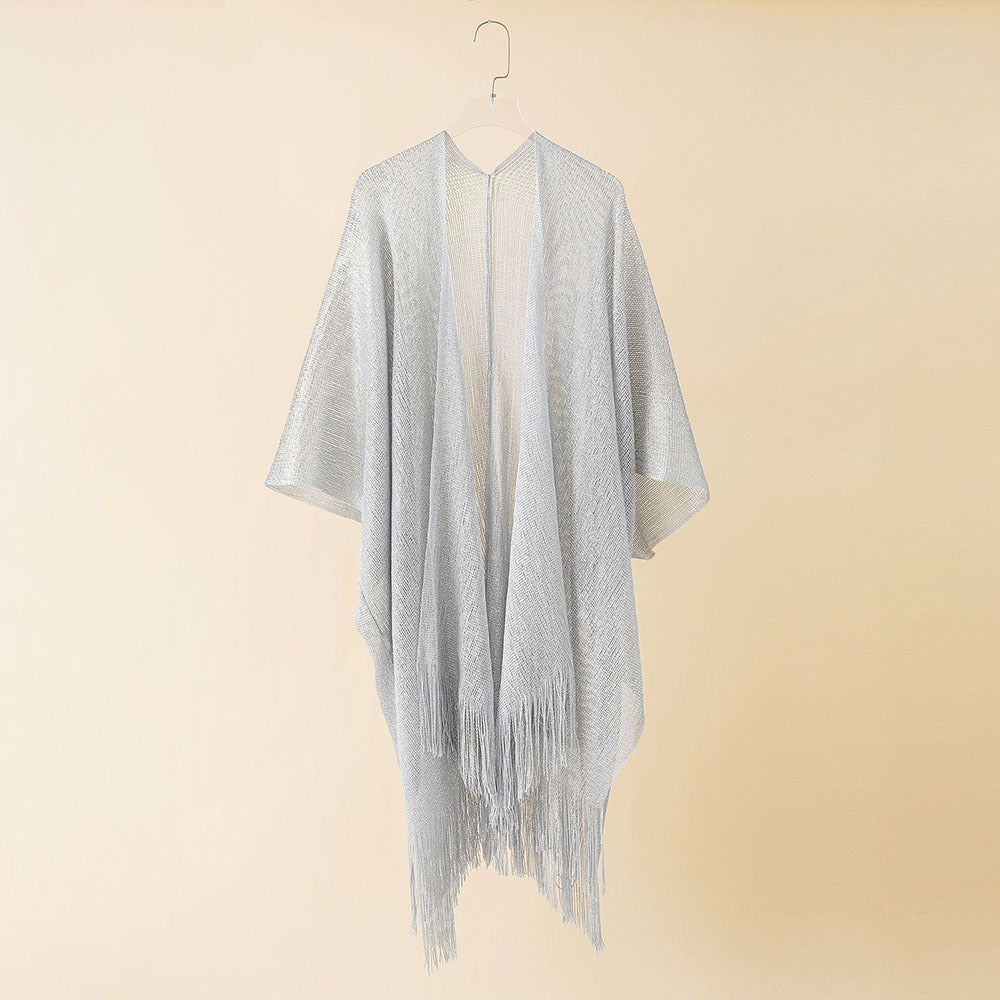 Beach Solid Color Sun Proof Tassel Knitting Beach Cover Up Sweater Shawl Cardigan Bella Mia