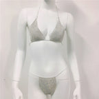 Women Clothing Rhinestone Bikini Set Carnival Sexy Lace Up Outdoor Beach Split Swimsuit Bella Mia