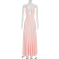 Women Clothing Summer Solid Color Casual Elegant Sleeveless Halter Backless Slim Fit Maxi Dress