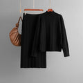 Autumn Winter Jacquard Half High Collar Long Sleeves Knitwear Pullover Top Skirt Two Piece Set Bella Mia