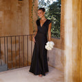 Women Dress Solid Color V neck Sexy Long Fishtail Dress Bella Mia