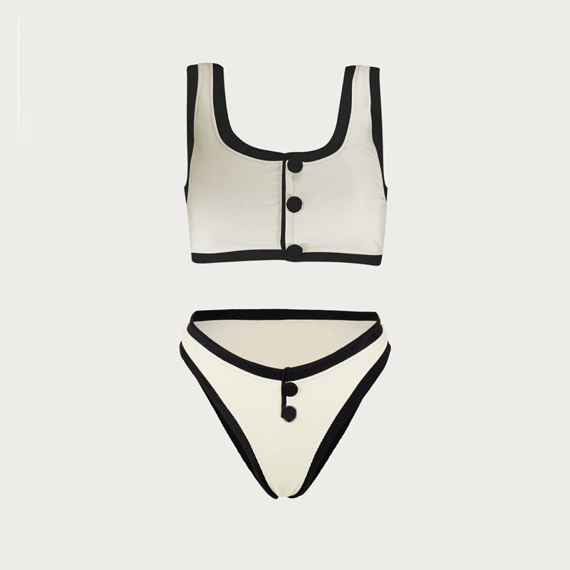 Black White Simple High Grade Split Swimsuit Women Classic Bikini Bella Mia