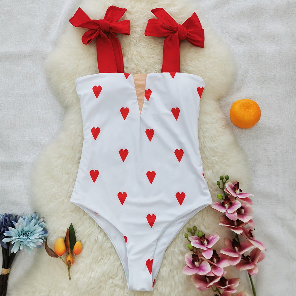 One Piece Swimsuit Women Sexy Line Strap Tube Top One Piece High Waist Love Swimsuit Bella Mia