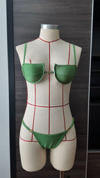 Solid Color Hard Cup Banded Bikini Women with Diamond Sexy Split Swimsuit Bella Mia