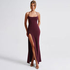Summer Sexy Slit Elegant Slim Strap Basic Dress Women Bella Mia