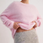 Crew Neck Pullover Sweater Autumn Winter Simple Solid Color Sweater Loose Casual Sweater Bella Mia