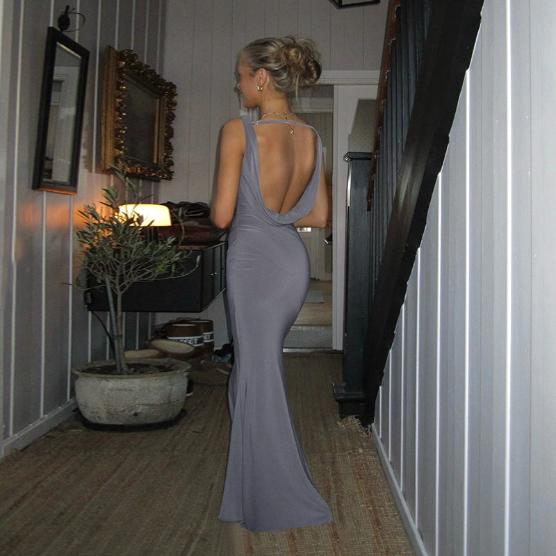 Sexy Backless Collar Sleeveless Dress Spring Slim Fit Hip for Women Bella Mia