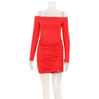 Women Clothing off Neck Waist Tight Sexy Hip Wrapped Dress Bella Mia