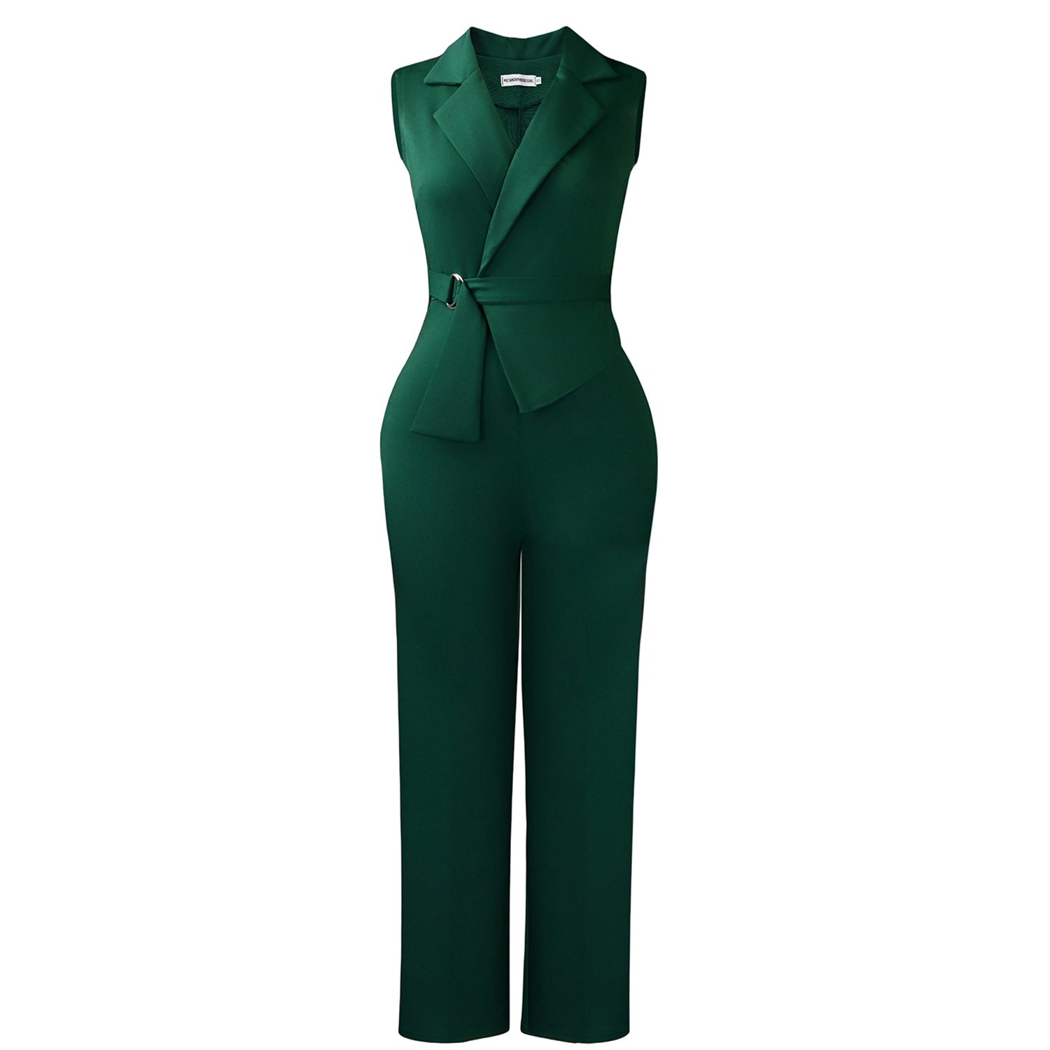 Summer Solid Color Sleeveless Collar Lace up Wide Leg Pants Jumpsuit Bella Mia