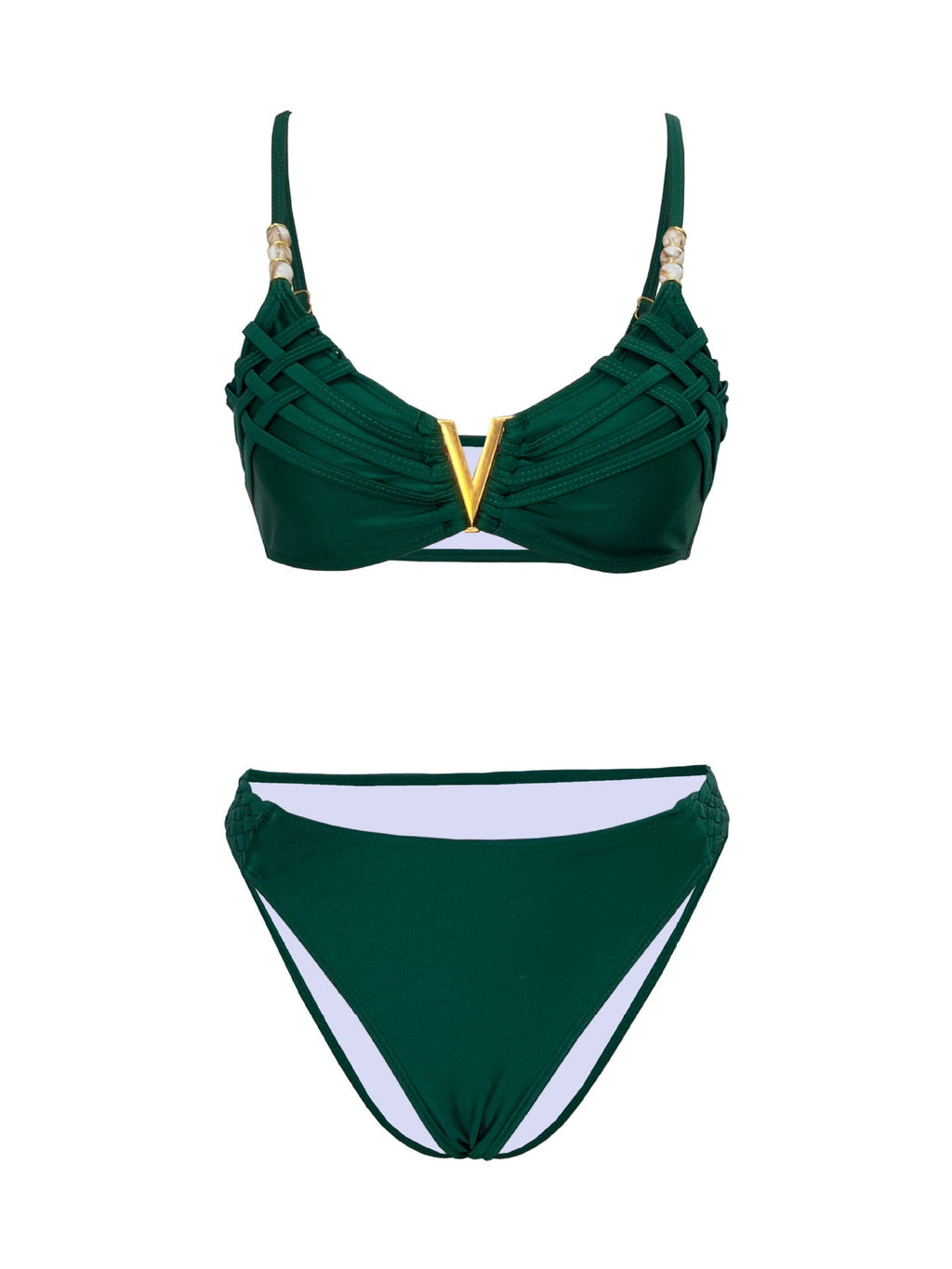 Solid Color Backless Sexy Split Swimsuit Women Bikini Woven Bella Mia