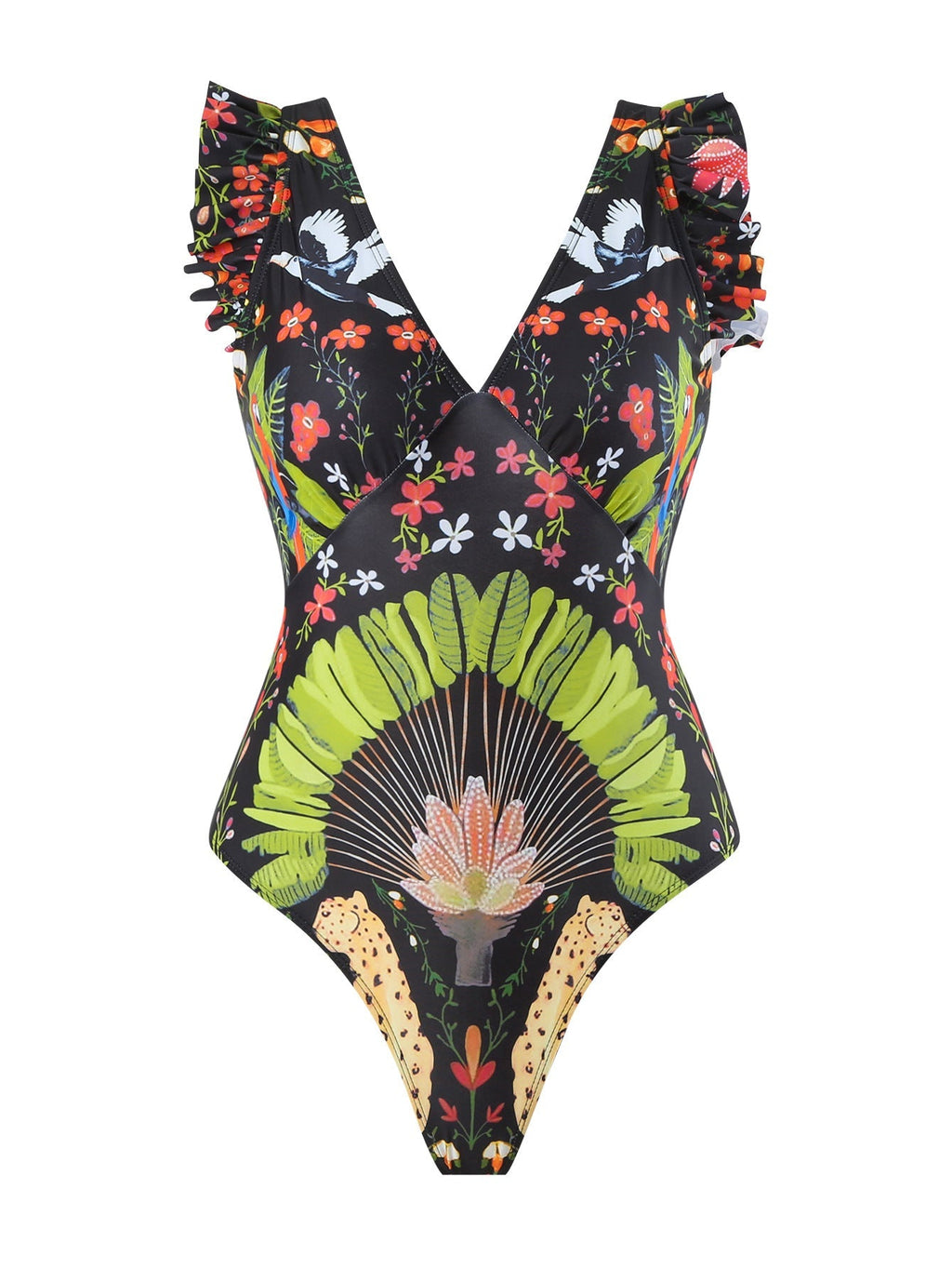 One Piece Women Printed Swimsuit Covering Belly Thin Flying Gauze Skirt Conservative Swimwear Women Bella Mia