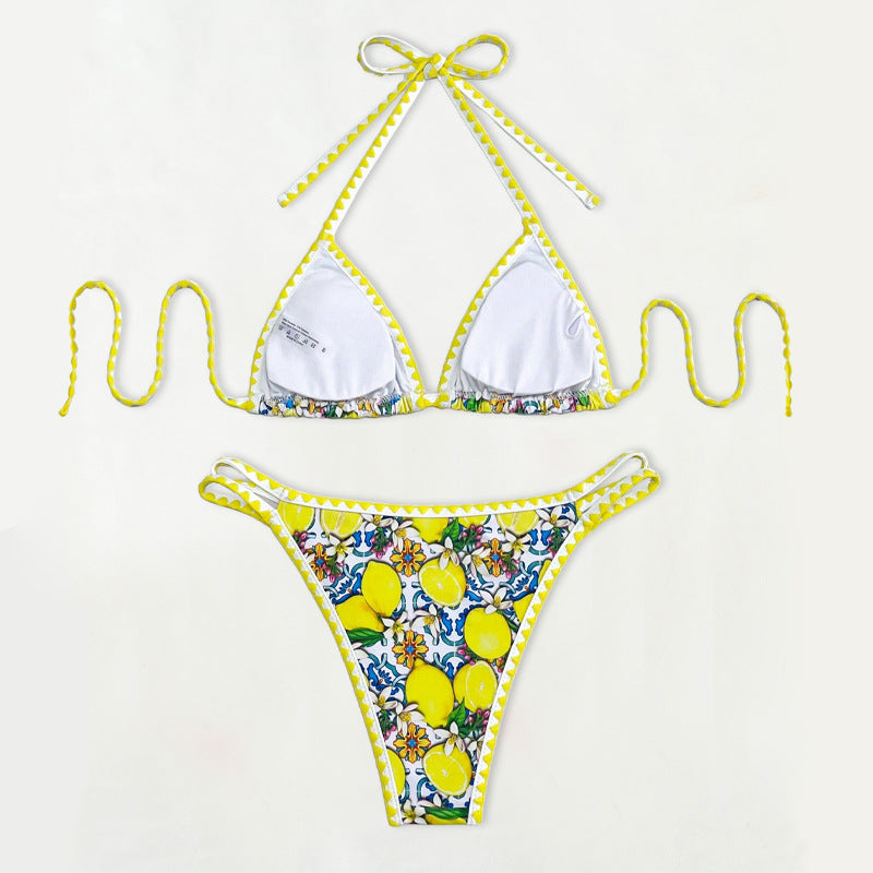 Swimwear Women Floral Bud Sexy Bikini Halter Bikini Swimsuit