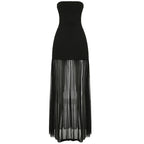 Graceful Tube Top Dress Chest Wrapped Strapless Sexy Vacation Hip Wrapped Mesh Split Dress Bella Mia