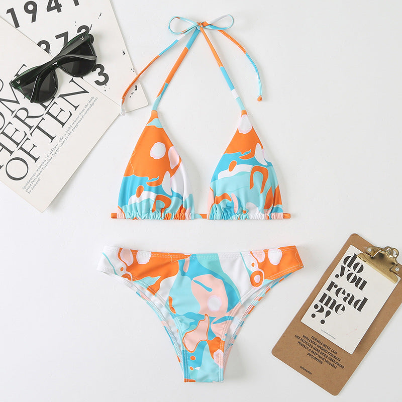 Women Split Sexy Digital Printing Lace up Bikini Swimsuit Swimwear Beach Swimwear Bella Mia