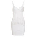 Women Clothing Sexy Lace Dress Waist Tight Sheer Mesh Chest Flattering V neck with Shoulder Straps Bella Mia