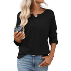 Women Clothing Season Autumn Striped Waffle Knitted Top T shirt Women Bella Mia