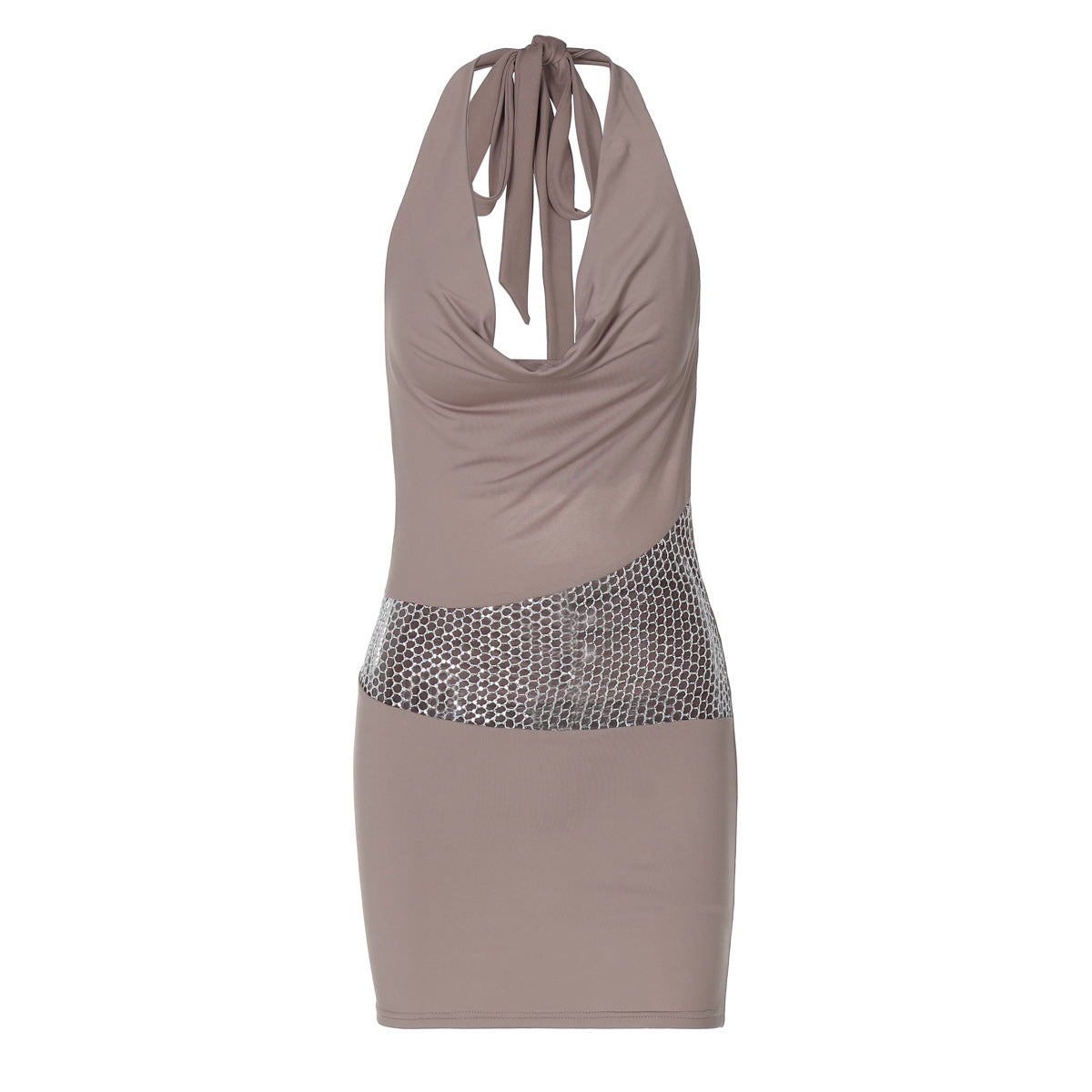 Women Clothing Spring Sexy Backless Hollow Out Cutout out Stitching Halter Dress Bella Mia