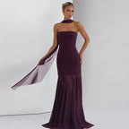Women Clothing Autumn Winter Sexy Mesh Stitching Tube Top Evening Maxi Dress Women Bella Mia